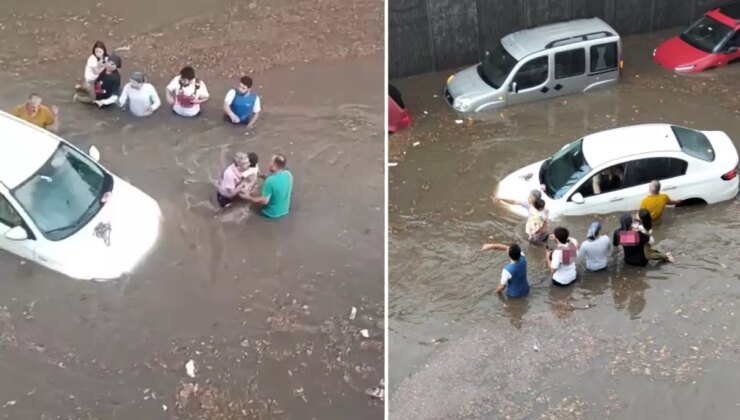 Denizli’de sağanak yağış hayatı felç etti, onlarca vatandaş alt geçitte mahsur kaldı