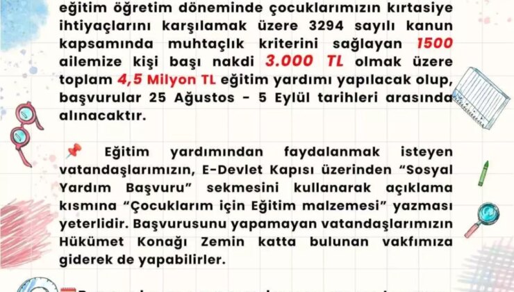 Gaziantep’te İhtiyaç Sahibi Ailelere Kırtasiye Yardımı