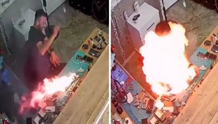 Cep telefonu sırasında batarya patladı! Dehşet anları kameralarda