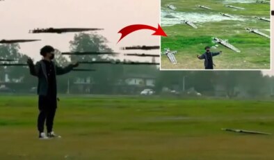 Dünya bu adamı konuşuyor! Kılıçlardan oluşan dron ordusu kurdu