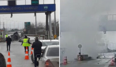 Gişelere çarpıp alev aldı! Otoyolda feci ölüm!