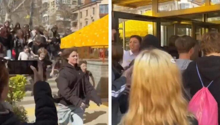 Ukrayna’da 4 yıl aradan sonra kapılarını açan hamburgerci izdiham yarattı