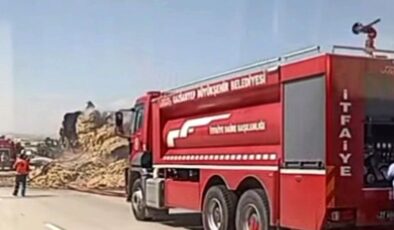 Gaziantep’te saman balyası yüklü tırda yangın