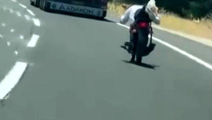 Gaziantep’te yoğun trafikte tehlikeli motosiklet yolculuğu